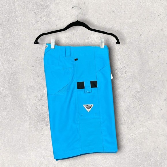 Columbia Mens Cargo Short Size 30 x10 Blue UPF 50 Sun Protect Omni Shield /Shade - Picture 7 of 12